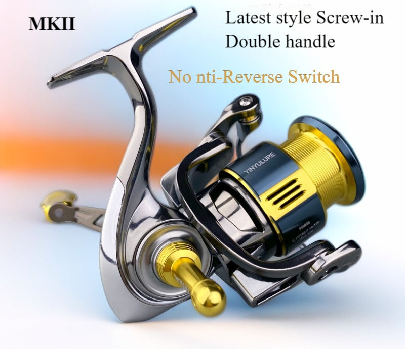 Latest style MKII High-end screw-in double reel handle spinning reel no gap cast farther and smoother Seawater, lakes, reservoirs, streams