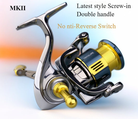 Latest style MKII High-end screw-in double reel handle  spinning reel no gap cast farther and smoother Seawater, lakes, reservoirs, streams